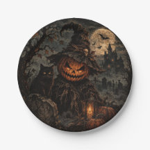 クリーピーなヴィンテージ・ハロウィン・パンプキン紙皿