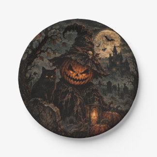 クリーピーなヴィンテージ・ハロウィン・パンプキン紙皿 ペーパープレート