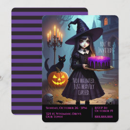 クリーピーカートな紫の魔女のハロウィンパーティー 招待状
