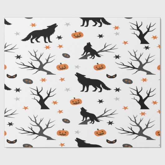 クリーピーキュートウルフパックハロウィン ラッピングペーパー (フラット)