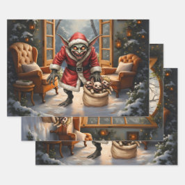 クリーピークリスマスゴブリン - ダークファンタジー 悪魔のサンタクロース ラッピングペーパーシート
