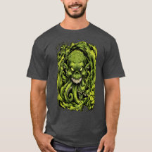 クリーピーグリーンテンタクルモンスタグラフィックTシャツ