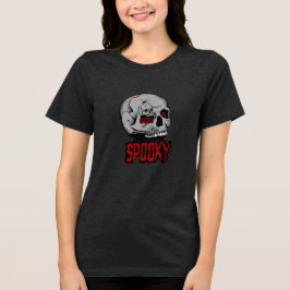 “クリーピースカルホラーデザイン - スプーキー ハロウィン アート トライブレンドTシャツ