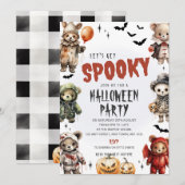 クリーピーテディベアハロウィンパーティー招待状 招待状 (正面/裏面)