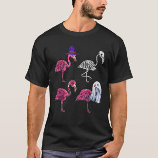 クリーピーフラミンゴ 不気味なピンクフラミンゴ 鳥 ハロウィン Tシャツ