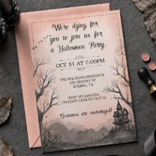 クリーピー・ハントゥッド・ハウス・ハロウィン(大人向けハロウィン仮装パーティ用) 招待状