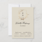 クリーフォーマルム&ブラックモノグラム金ゴールド植物モチーフ 出欠カード (正面)