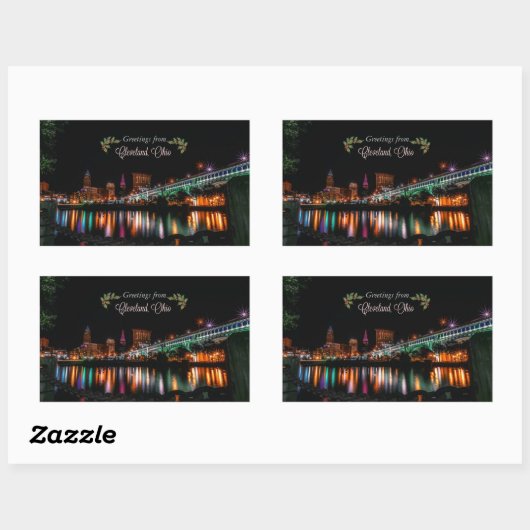 クリーブランドからの休日の挨拶 長方形シール (シート)