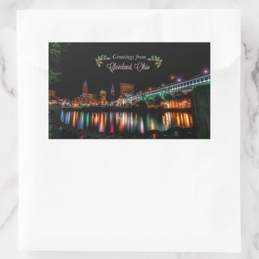 クリーブランドからの休日の挨拶 長方形シール (バッグ)