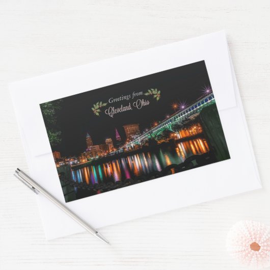 クリーブランドからの休日の挨拶 長方形シール (封筒)