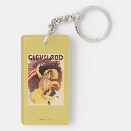 クリーブランドによっては黄色のアメリカの女の子が自転車に乗ります キーホルダー (裏面)