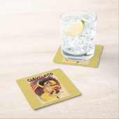 クリーブランドによっては黄色のアメリカの女の子が自転車に乗ります スクエアペーパーコースター (インサイチュ)