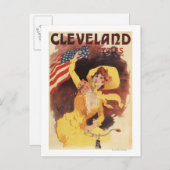クリーブランドによっては黄色のアメリカの女の子が自転車に乗ります ポストカード (正面/裏面)