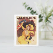 クリーブランドによっては黄色のアメリカの女の子が自転車に乗ります ポストカード (スタンド正面)