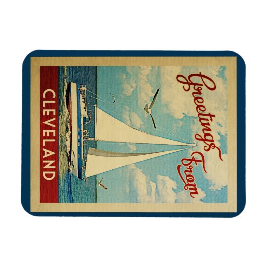 クリーブランドのヨットのヴィンテージ旅行オハイオ州 マグネット (横)