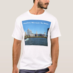 クリーブランドの川のスカイライン"Livin夢の" Tシャツ