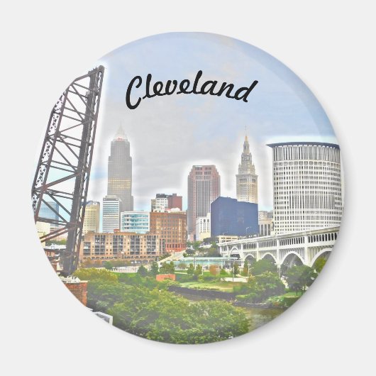 クリーブランドエッセンス(川岸ビュー)マグネット マグネット (正面)