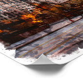 クリーブランドオハイオハイオウォーターカラーシティビュー ポスター (角)