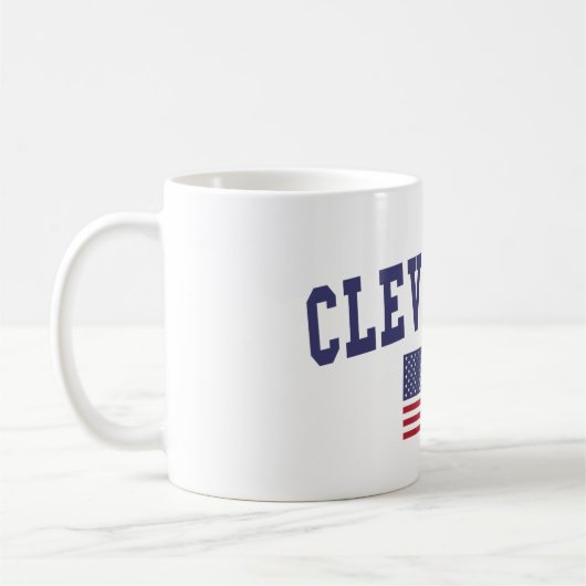 クリーブランドオハイオ州米国の旗 コーヒーマグカップ (左)
