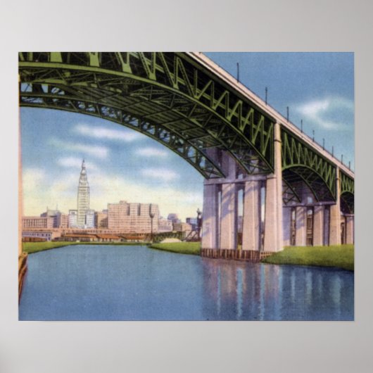 クリーブランドオハイオ橋(スカイライン付) ポスター (正面)