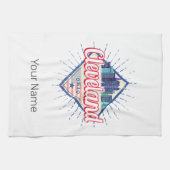 クリーブランドオハイオ統一された州ズスカイラインヴィンテージUSA キッチンタオル (横)