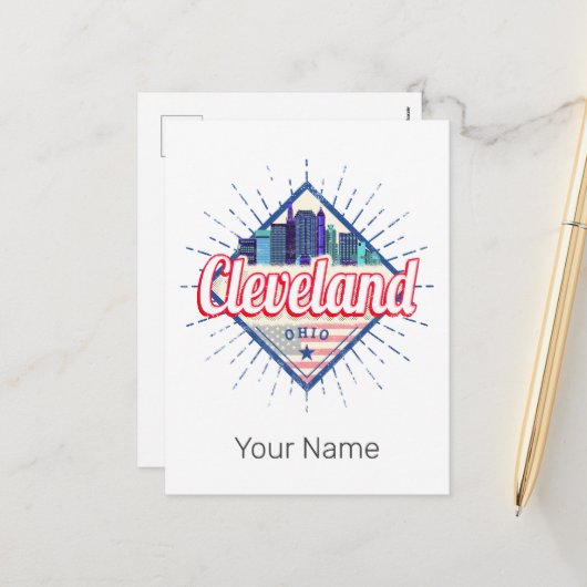 クリーブランドオハイオ統一された州ズスカイラインヴィンテージUSA シーズンポストカード (正面/裏面インサイチュ)