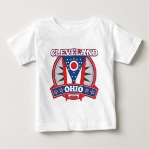 クリーブランドオハイオ赤白青愛国州旗 ベビーTシャツ