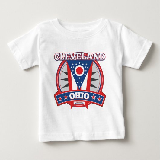 クリーブランドオハイオ赤白青愛国州旗 ベビーTシャツ (正面)
