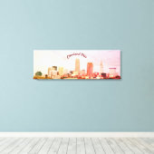 クリーブランドカラフルスカイラインキャンバス印刷 キャンバスプリント (インサイチュ (ウッドフロア))