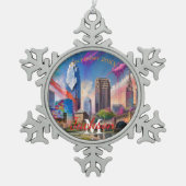 クリーブランドスノーフレークペーターのクリスマス装飾 スノーフレークピューターオーナメント (正面)