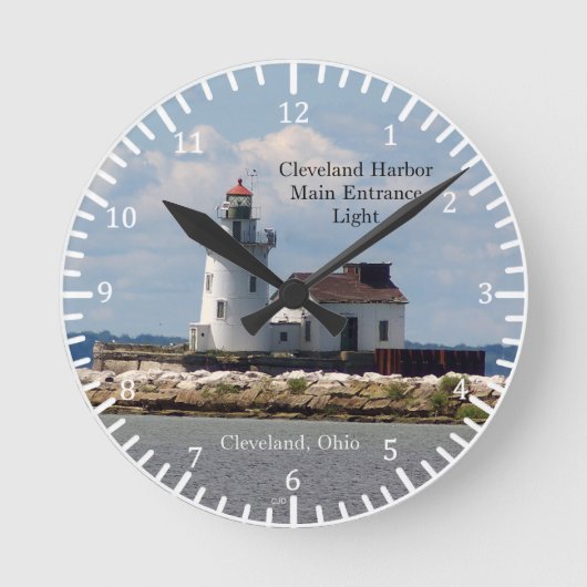 クリーブランドハーバーメイン玄関ライトクロック ラウンド壁時計 (正面)