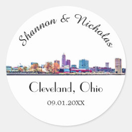 クリーブランドパーソナライズされたスカイライン結婚ズ ラウンドシール
