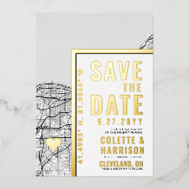 クリーブランドラブロケーター |結婚式の日付の保存 箔招待状