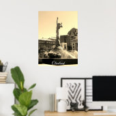 クリーブランド噴水(セピア) ポスター (ホームオフィス)