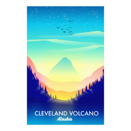 クリーブランド火山 アラスカ トラベルポスター フォトプリント           