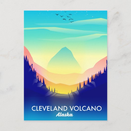 クリーブランド火山 アラスカ トラベルポスター ポストカード (正面)