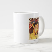 クリーブランド自転車アメリカンガールインイエロー ジャンボコーヒーマグカップ (正面右)