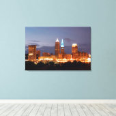 クリーブランド、オハイオターミナルタワーブルーキャンバスプリント キャンバスプリント (インサイチュ (ウッドフロア))