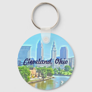 クリーブランド、オハイオ州の写真のペンキRiverview Keychain キーホルダー