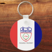 クリーブランド(オハイオ)シティ国旗のキーチェーン キーホルダー (正面)