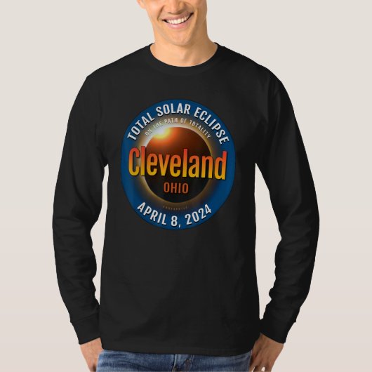 クリーブランド オハイオ OH 皆既日食 2024 3 Tシャツ (正面)