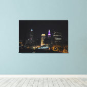 クリーブランドOHパープルスカイラインキャンバスプリント キャンバスプリント (インサイチュ (ウッドフロア))