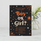 クリープィスパイダーハロウィンジェンダーリビールベイビーシャワー 招待状 (スタンド正面)