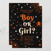 クリープィスパイダーハロウィンジェンダーリビールベイビーシャワー 招待状 (正面/裏面)