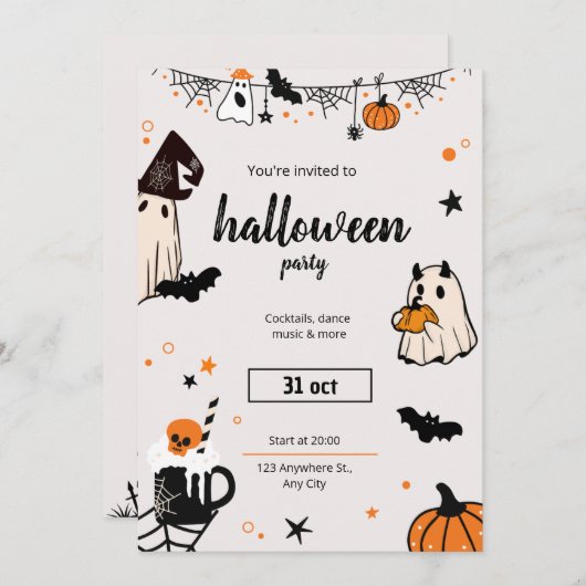 クリープィ＆クラッシィ ハロウィンパーティーの招待状 招待状 (正面/裏面)