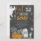 クリープイー イート ドリンク アンド ビー スケアリー ハロウィン 招待状 (正面)