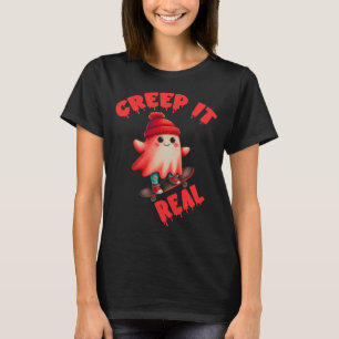 クリープ実在だ、面白いハロウィーンスケートボード Tシャツ