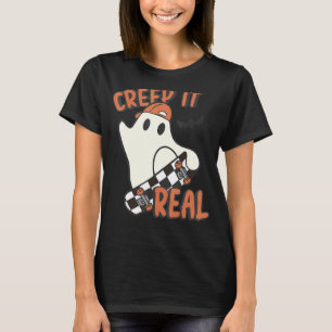 クリープ実在キュート不気味幽霊スケートボード Tシャツ