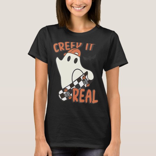 クリープ実在キュート不気味幽霊スケートボード Tシャツ (正面)