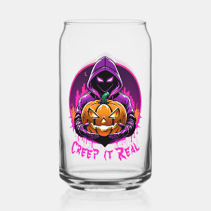 クリープ実在ホラーハロウィーンイラストレーション ガラス缶